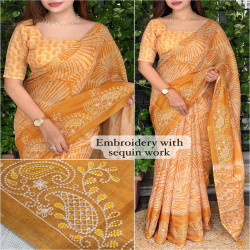 NC Cotton Embroidered Sequin Work Saree